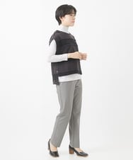 NHTAA03360 GIANNI LO GIUDICE(小さいサイズ)(メゾン ドゥ サンク) [日本製]ウール混ボーダー柄ポンチョベスト ブラック系
