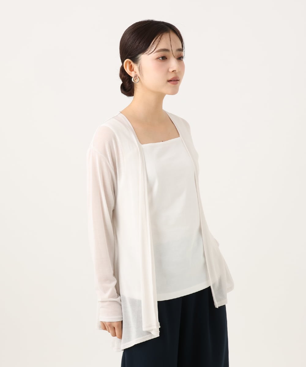 NHTHD01160 GIANNI LO GIUDICE(小さいサイズ)(メゾン ドゥ サンク) [日本製]強撚天竺カーディガン ライトグレー