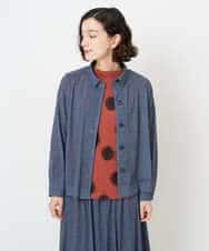 NHTJB83290 GIANNI LO GIUDICE(小さいサイズ)(メゾン ドゥ サンク) [セットアップ対応]デニムライクプリントカットソーブラウス ネイビー