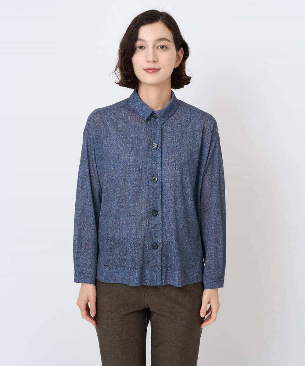 NHTJB83290 GIANNI LO GIUDICE(小さいサイズ)(メゾン ドゥ サンク) [セットアップ対応]デニムライクプリントカットソーブラウス ネイビー