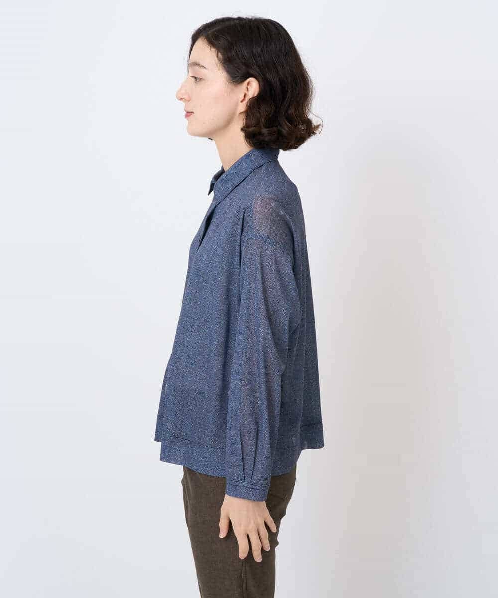 NHTJB83290 GIANNI LO GIUDICE(小さいサイズ)(メゾン ドゥ サンク) [セットアップ対応]デニムライクプリントカットソーブラウス ネイビー
