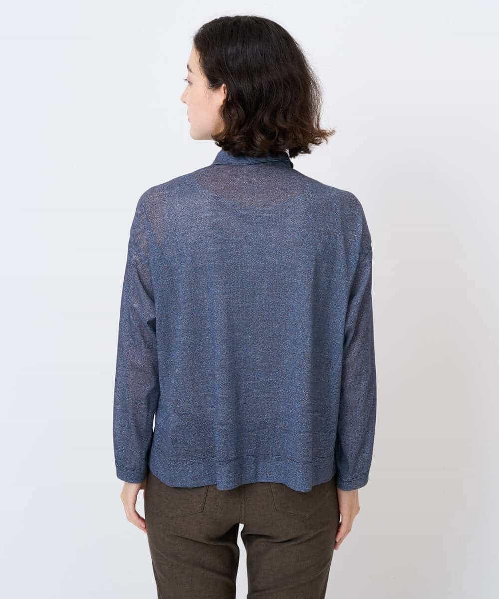 NHTJB83290 GIANNI LO GIUDICE(小さいサイズ)(メゾン ドゥ サンク) [セットアップ対応]デニムライクプリントカットソーブラウス ネイビー