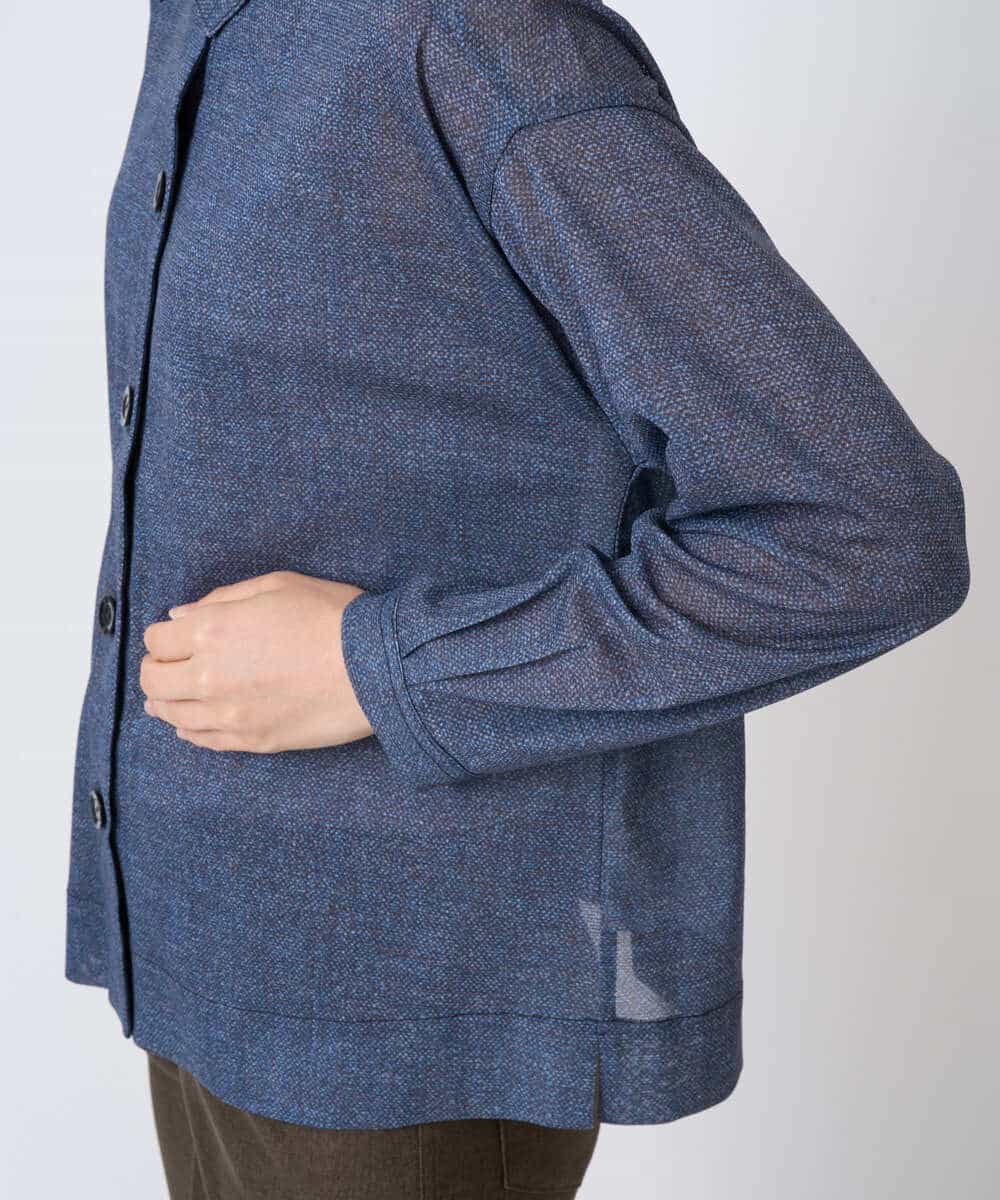 NHTJB83290 GIANNI LO GIUDICE(小さいサイズ)(メゾン ドゥ サンク) [セットアップ対応]デニムライクプリントカットソーブラウス ネイビー