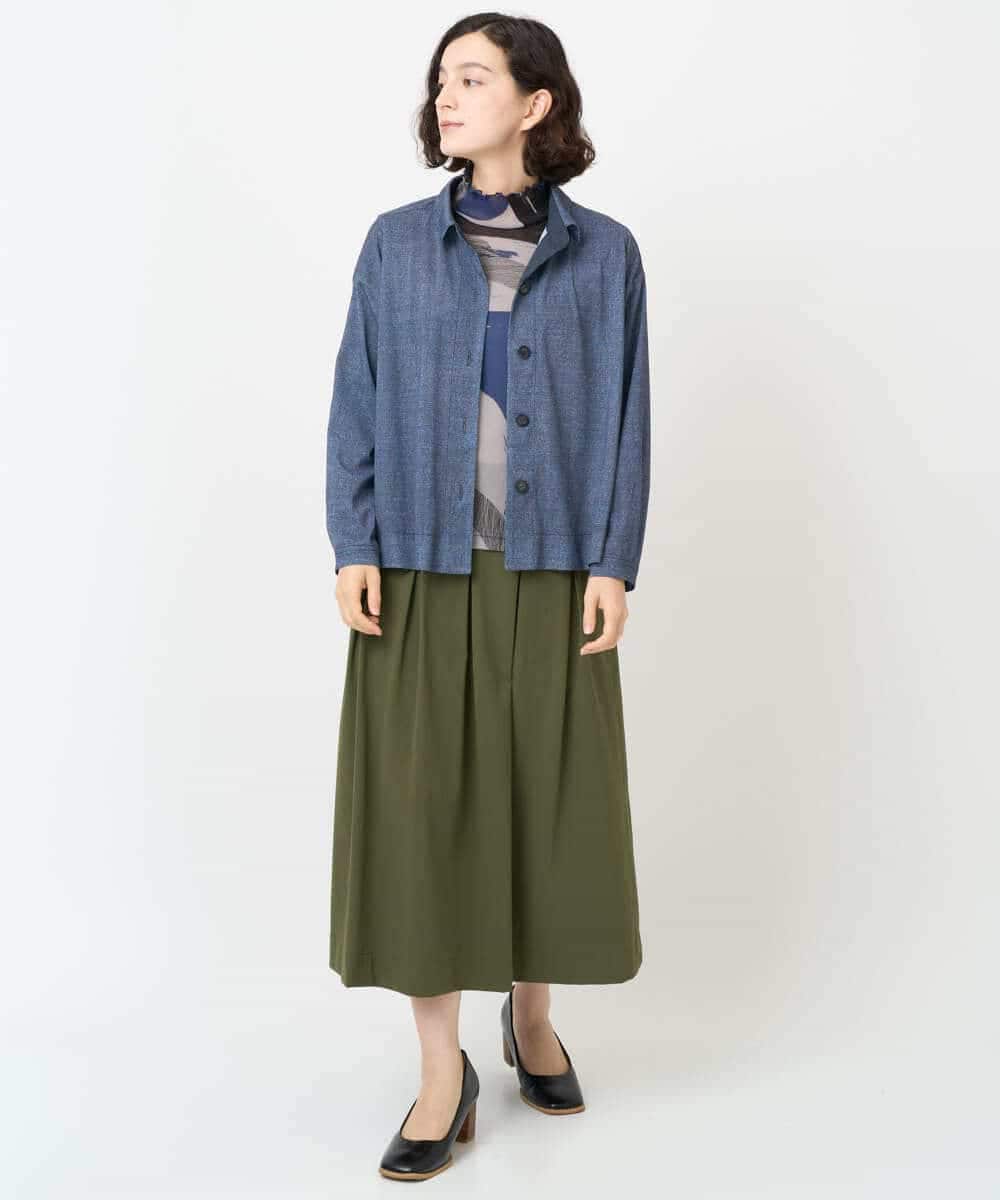 NHTJB83290 GIANNI LO GIUDICE(小さいサイズ)(メゾン ドゥ サンク) [セットアップ対応]デニムライクプリントカットソーブラウス ネイビー
