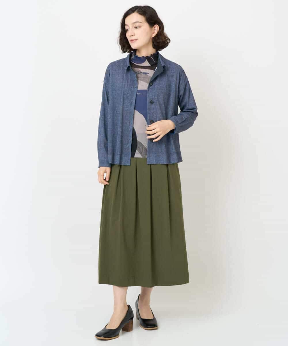 NHTJB83290 GIANNI LO GIUDICE(小さいサイズ)(メゾン ドゥ サンク) [セットアップ対応]デニムライクプリントカットソーブラウス ネイビー