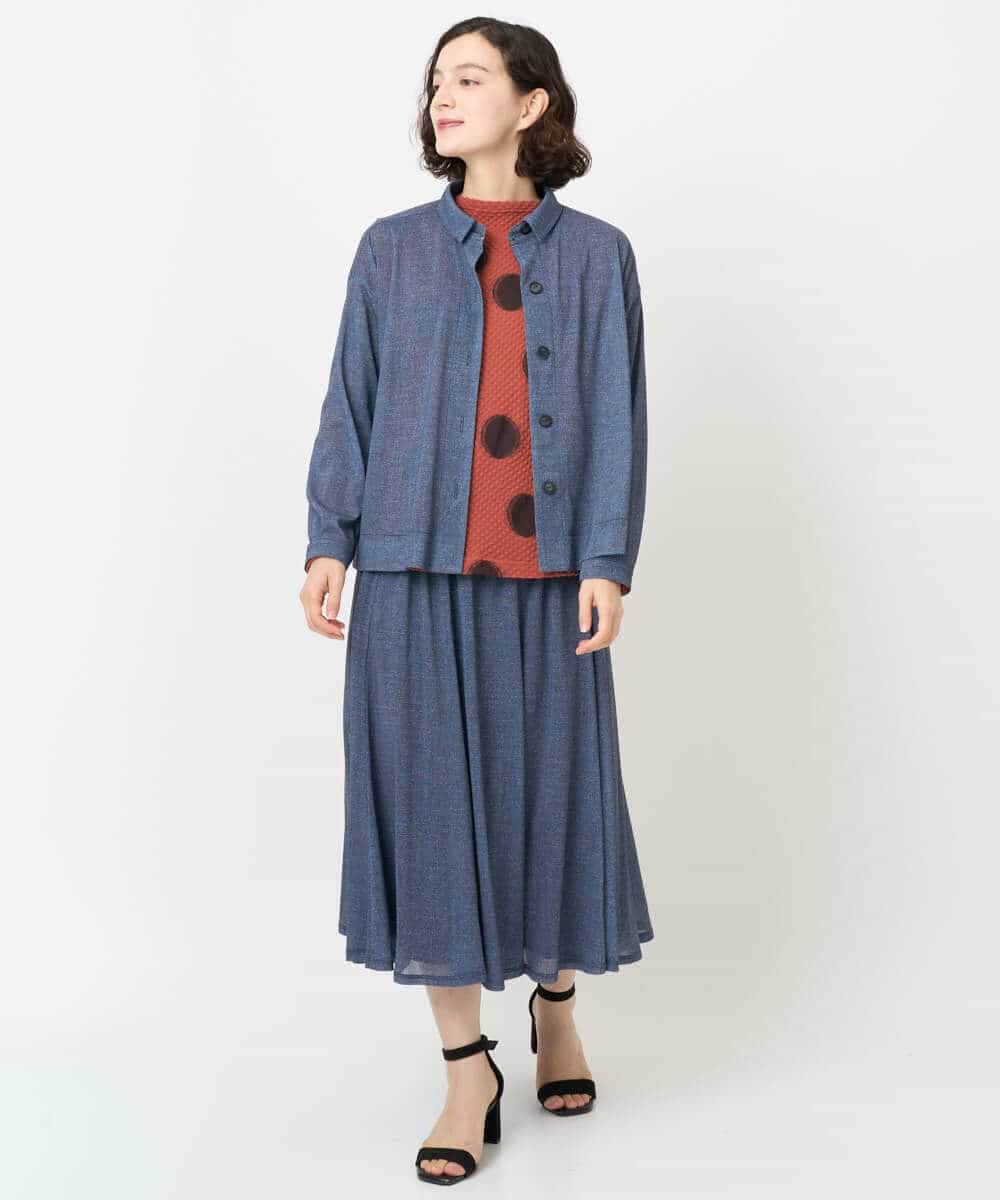 NHTJB83290 GIANNI LO GIUDICE(小さいサイズ)(メゾン ドゥ サンク) [セットアップ対応]デニムライクプリントカットソーブラウス ネイビー