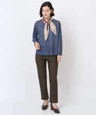 NHTJB83290 GIANNI LO GIUDICE(小さいサイズ)(メゾン ドゥ サンク) [セットアップ対応]デニムライクプリントカットソーブラウス ネイビー