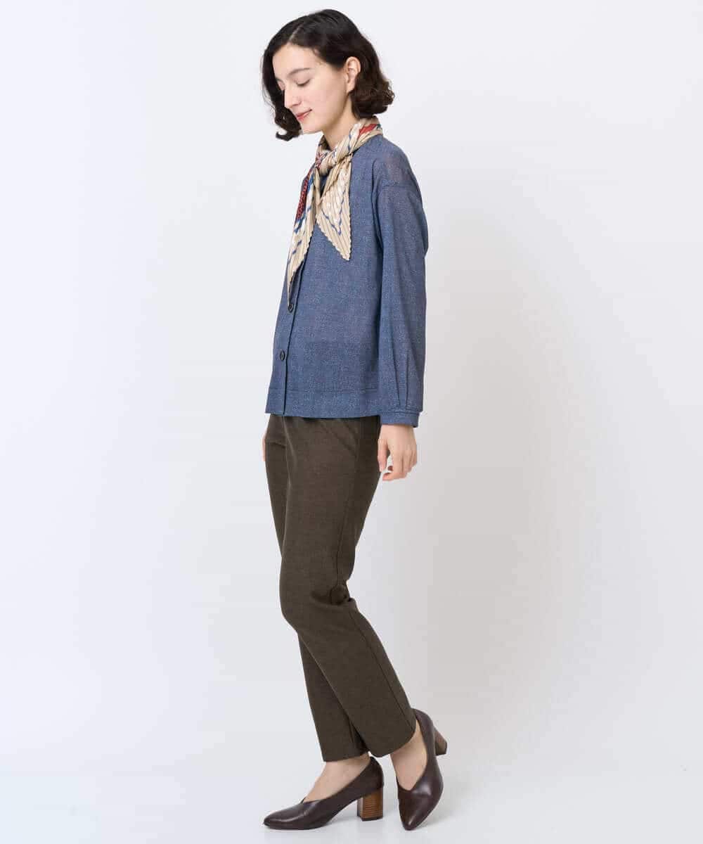 NHTJB83290 GIANNI LO GIUDICE(小さいサイズ)(メゾン ドゥ サンク) [セットアップ対応]デニムライクプリントカットソーブラウス ネイビー