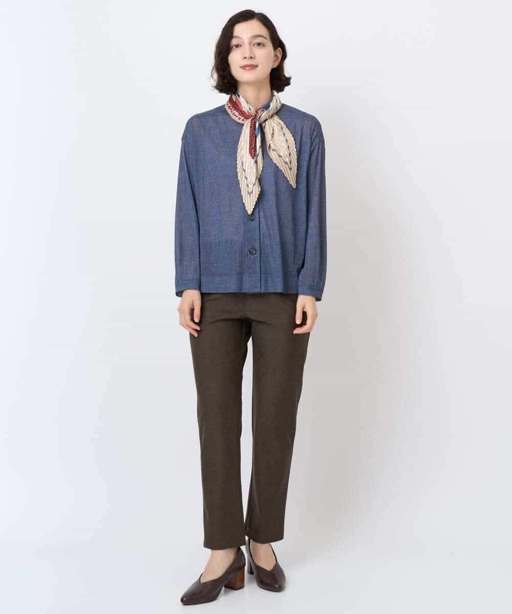 NHTJB83290 GIANNI LO GIUDICE(小さいサイズ)(メゾン ドゥ サンク) [セットアップ対応]デニムライクプリントカットソーブラウス ネイビー