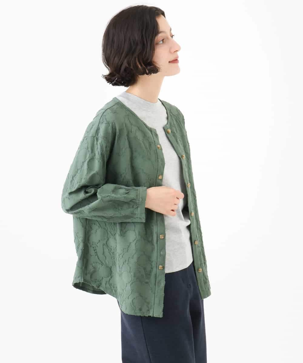 NHTJD13290 GIANNI LO GIUDICE(小さいサイズ)(メゾン ドゥ サンク) [日本製]コットンカットジャガードライトジャケット グリーン