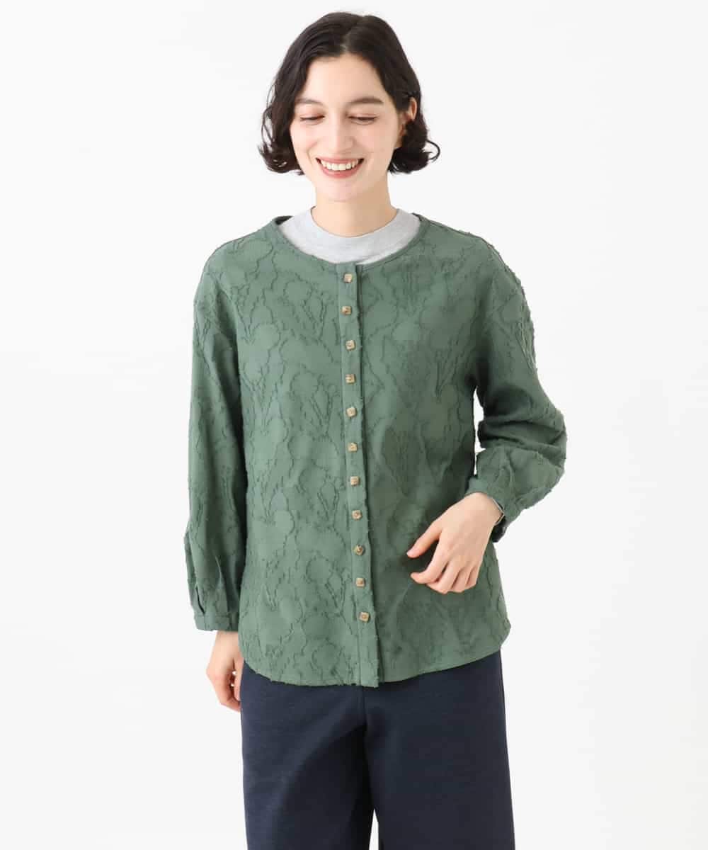 NHTJD13290 GIANNI LO GIUDICE(小さいサイズ)(メゾン ドゥ サンク) [日本製]コットンカットジャガードライトジャケット グリーン
