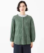 NHTJD13290 GIANNI LO GIUDICE(小さいサイズ)(メゾン ドゥ サンク) [日本製]コットンカットジャガードライトジャケット グリーン