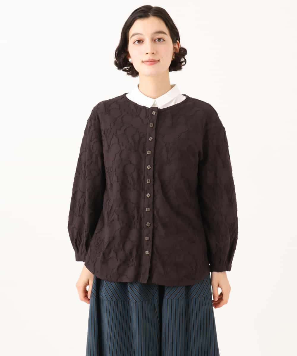 NHTJD13290 GIANNI LO GIUDICE(小さいサイズ)(メゾン ドゥ サンク) [日本製]コットンカットジャガードライトジャケット ブラウン