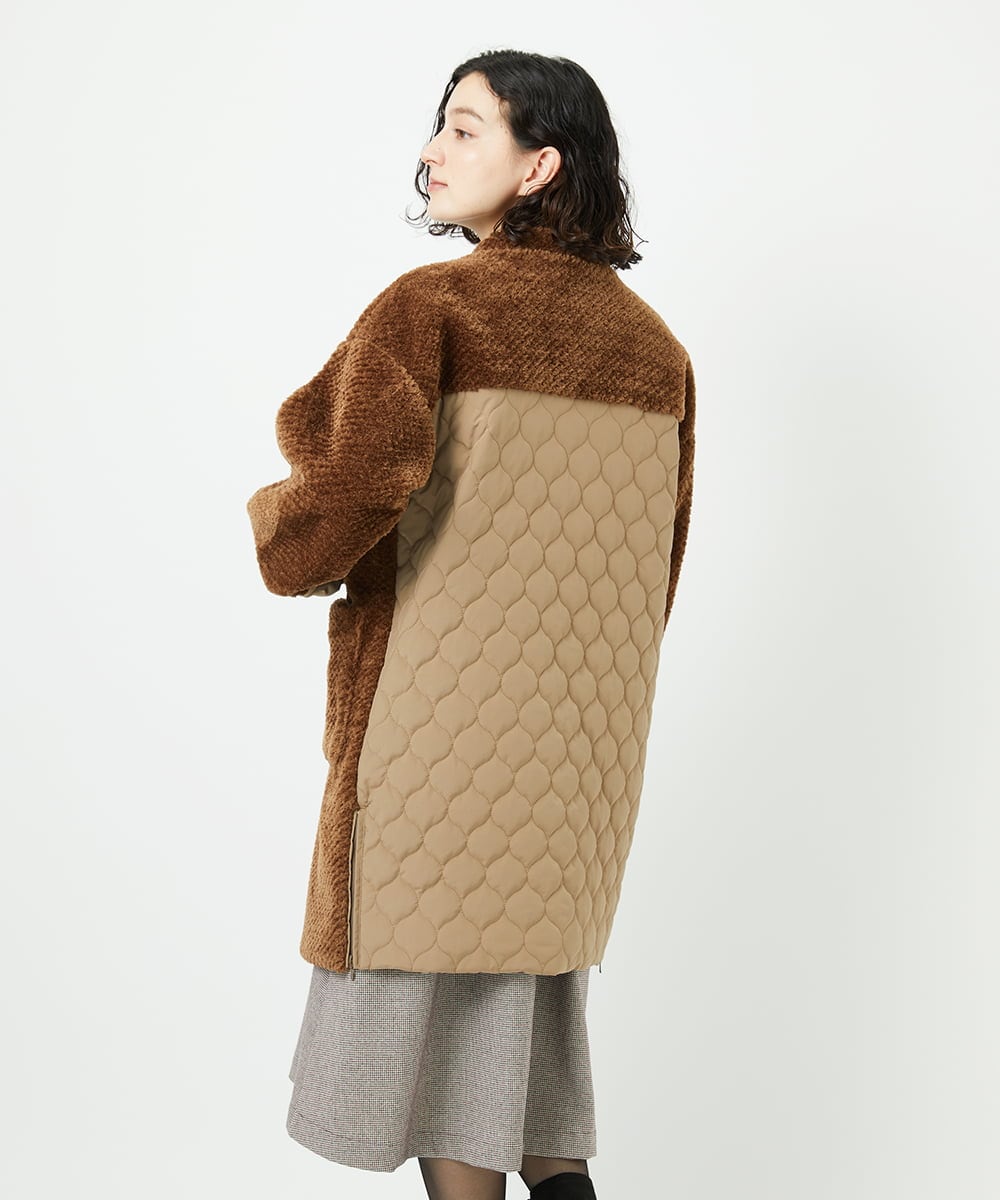 NHUAE21490 GIANNI LO GIUDICE(小さいサイズ)(メゾン ドゥ サンク) ボアタフタキルトコート ネイビー