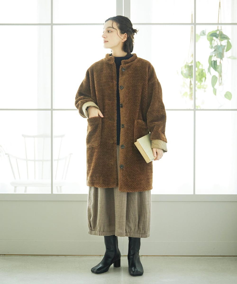 NHUAE21490 GIANNI LO GIUDICE(小さいサイズ)(メゾン ドゥ サンク) ボアタフタキルトコート ネイビー