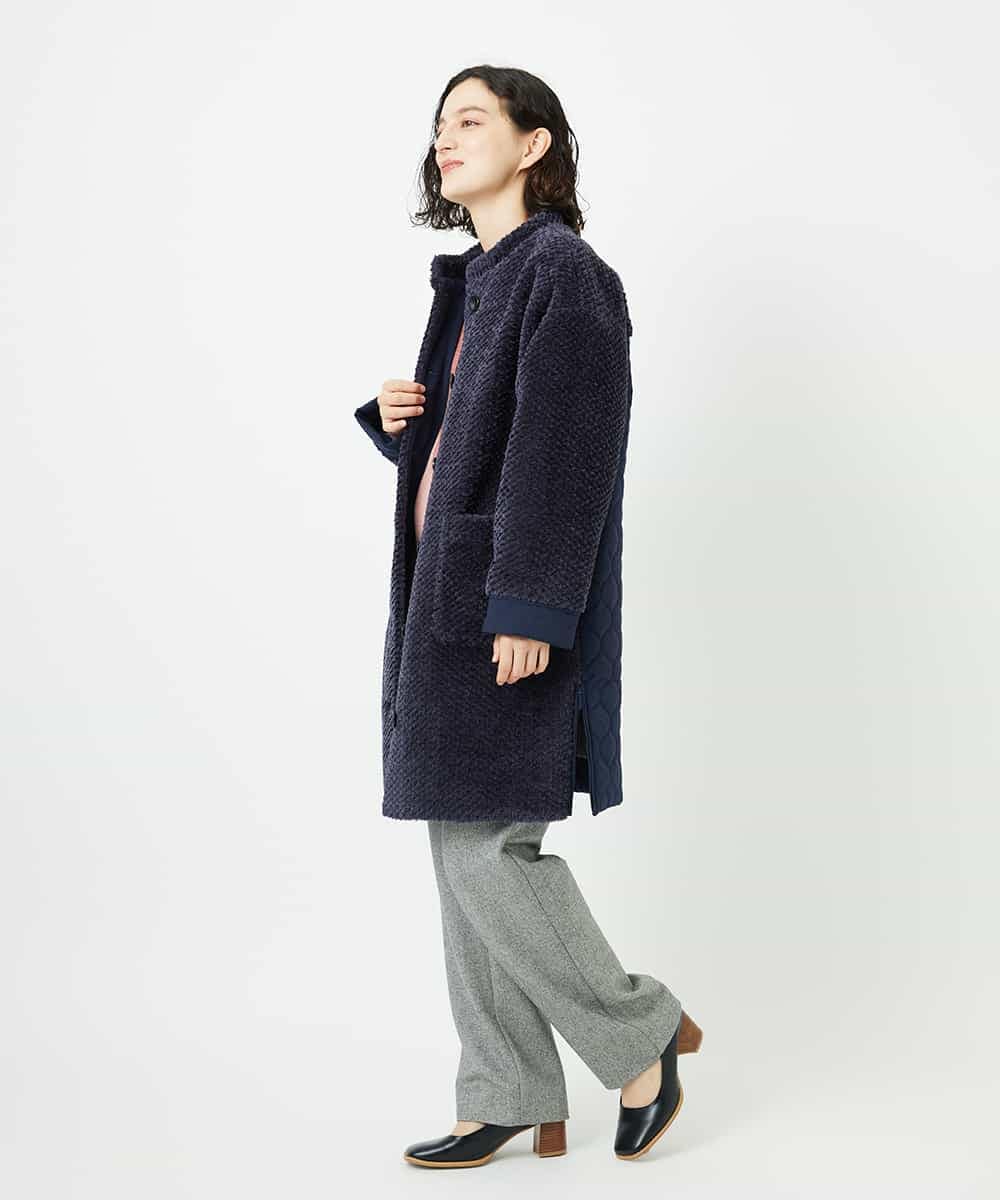 NHUAE21490 GIANNI LO GIUDICE(小さいサイズ)(メゾン ドゥ サンク) ボアタフタキルトコート ネイビー