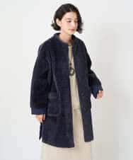 NHUAE21490 GIANNI LO GIUDICE(小さいサイズ)(メゾン ドゥ サンク) ボアタフタキルトコート ネイビー