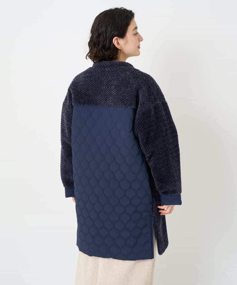 NHUAE21490 GIANNI LO GIUDICE(小さいサイズ)(メゾン ドゥ サンク) ボアタフタキルトコート ネイビー