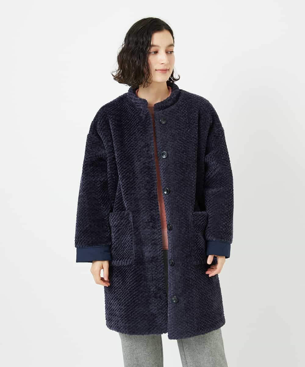 NHUAE21490 GIANNI LO GIUDICE(小さいサイズ)(メゾン ドゥ サンク) ボアタフタキルトコート ネイビー