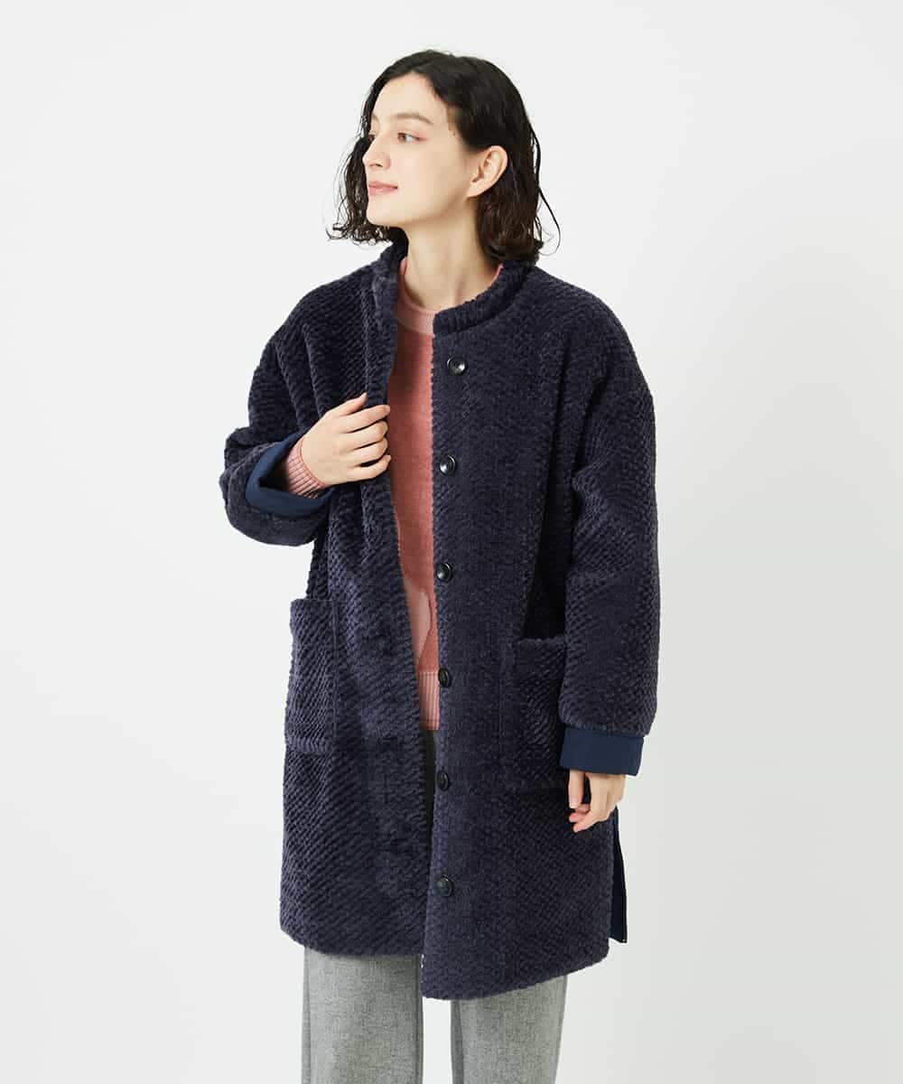 NHUAE21490 GIANNI LO GIUDICE(小さいサイズ)(メゾン ドゥ サンク) ボアタフタキルトコート ネイビー