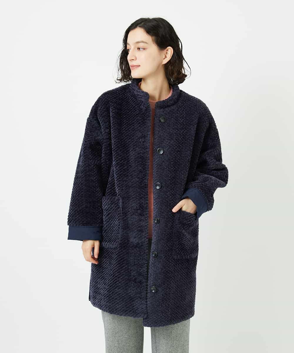 NHUAE21490 GIANNI LO GIUDICE(小さいサイズ)(メゾン ドゥ サンク) ボアタフタキルトコート ネイビー