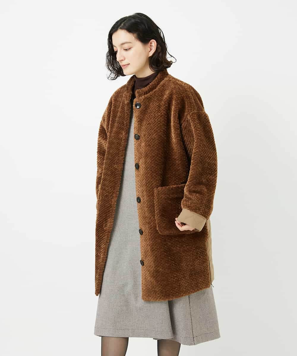 NHUAE21490 GIANNI LO GIUDICE(小さいサイズ)(メゾン ドゥ サンク) ボアタフタキルトコート ネイビー