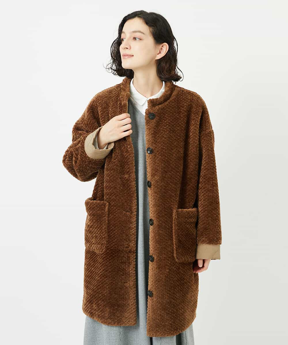 NHUAE21490 GIANNI LO GIUDICE(小さいサイズ)(メゾン ドゥ サンク) ボアタフタキルトコート ネイビー