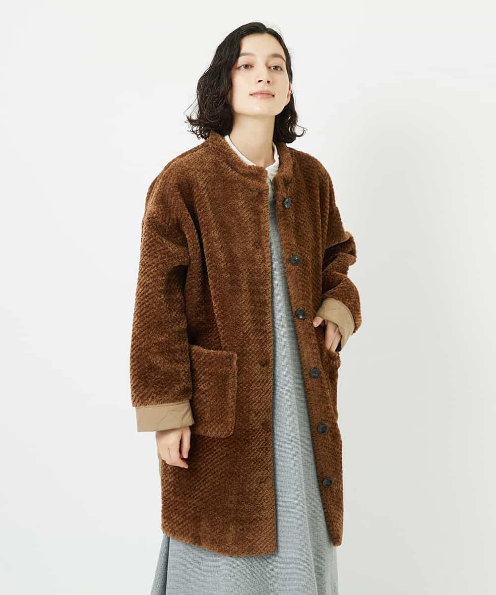 NHUAE21490 GIANNI LO GIUDICE(小さいサイズ)(メゾン ドゥ サンク) ボアタフタキルトコート ネイビー