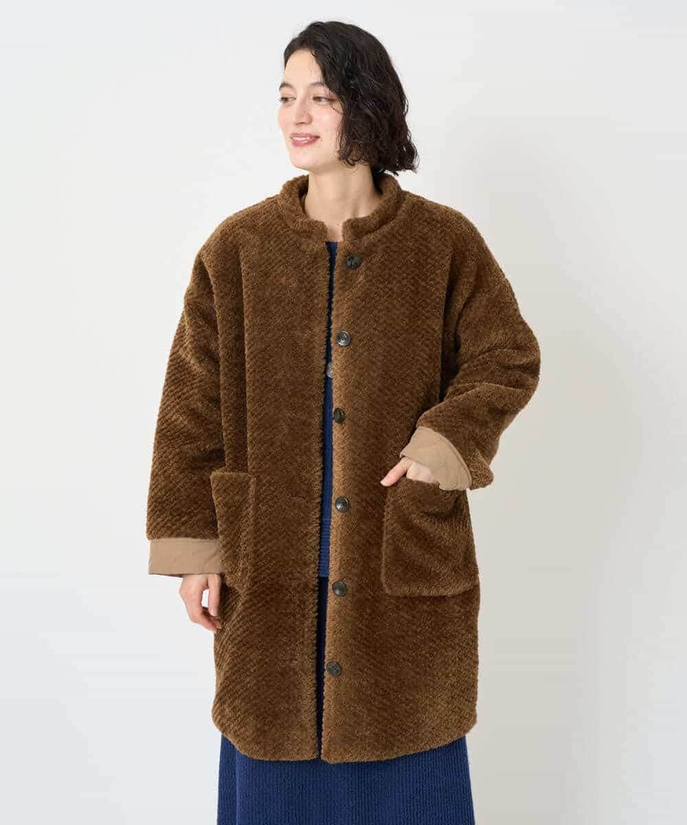 NHUAE21490 GIANNI LO GIUDICE(小さいサイズ)(メゾン ドゥ サンク) ボアタフタキルトコート ネイビー