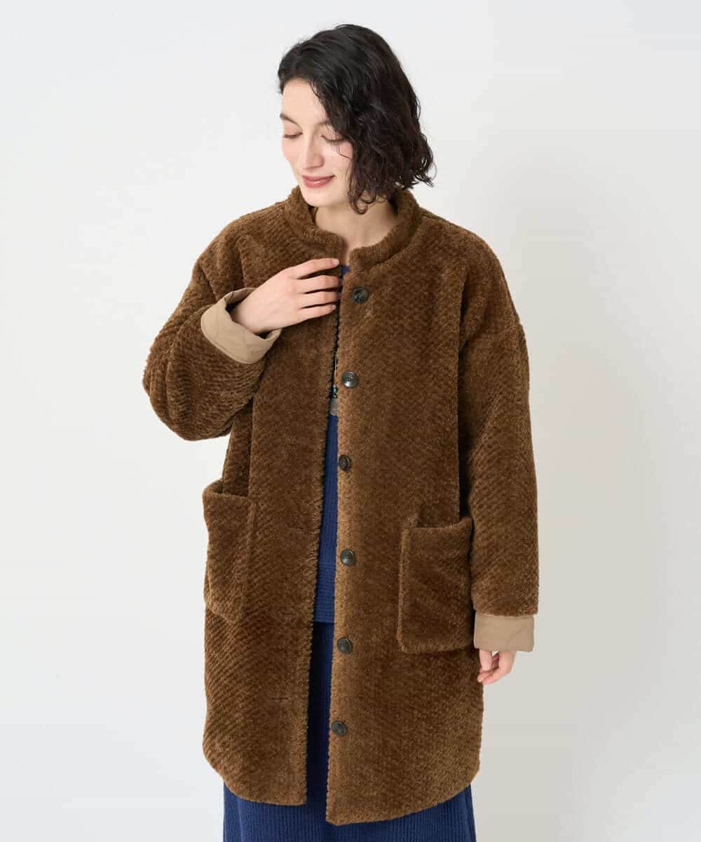 NHUAE21490 GIANNI LO GIUDICE(小さいサイズ)(メゾン ドゥ サンク) ボアタフタキルトコート ネイビー