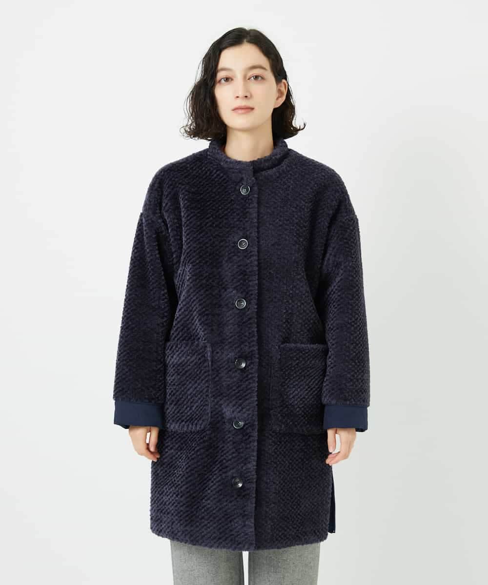 NHUAE21490 GIANNI LO GIUDICE(小さいサイズ)(メゾン ドゥ サンク) ボアタフタキルトコート ネイビー