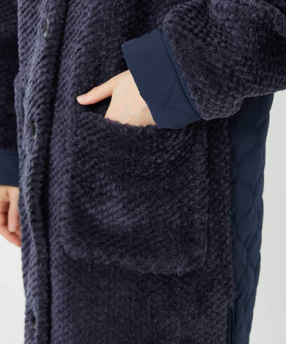 NHUAE21490 GIANNI LO GIUDICE(小さいサイズ)(メゾン ドゥ サンク) ボアタフタキルトコート ネイビー