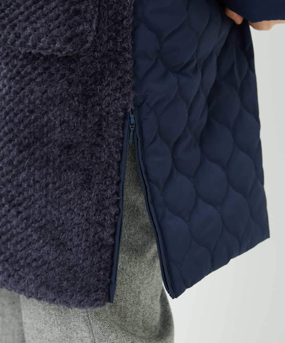 NHUAE21490 GIANNI LO GIUDICE(小さいサイズ)(メゾン ドゥ サンク) ボアタフタキルトコート ネイビー