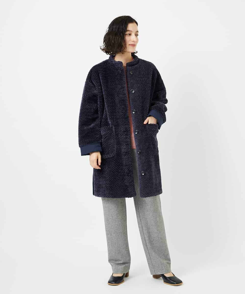 NHUAE21490 GIANNI LO GIUDICE(小さいサイズ)(メゾン ドゥ サンク) ボアタフタキルトコート ネイビー