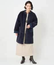 NHUAE21490 GIANNI LO GIUDICE(小さいサイズ)(メゾン ドゥ サンク) ボアタフタキルトコート ネイビー