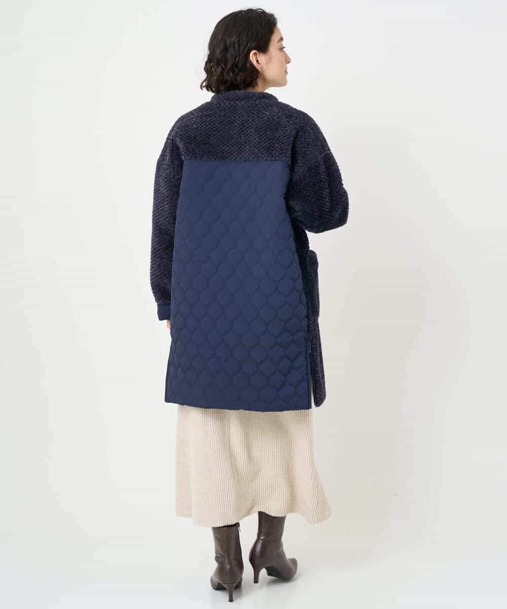 NHUAE21490 GIANNI LO GIUDICE(小さいサイズ)(メゾン ドゥ サンク) ボアタフタキルトコート ネイビー