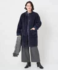 NHUAE21490 GIANNI LO GIUDICE(小さいサイズ)(メゾン ドゥ サンク) ボアタフタキルトコート ネイビー