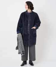 NHUAE21490 GIANNI LO GIUDICE(小さいサイズ)(メゾン ドゥ サンク) ボアタフタキルトコート ネイビー