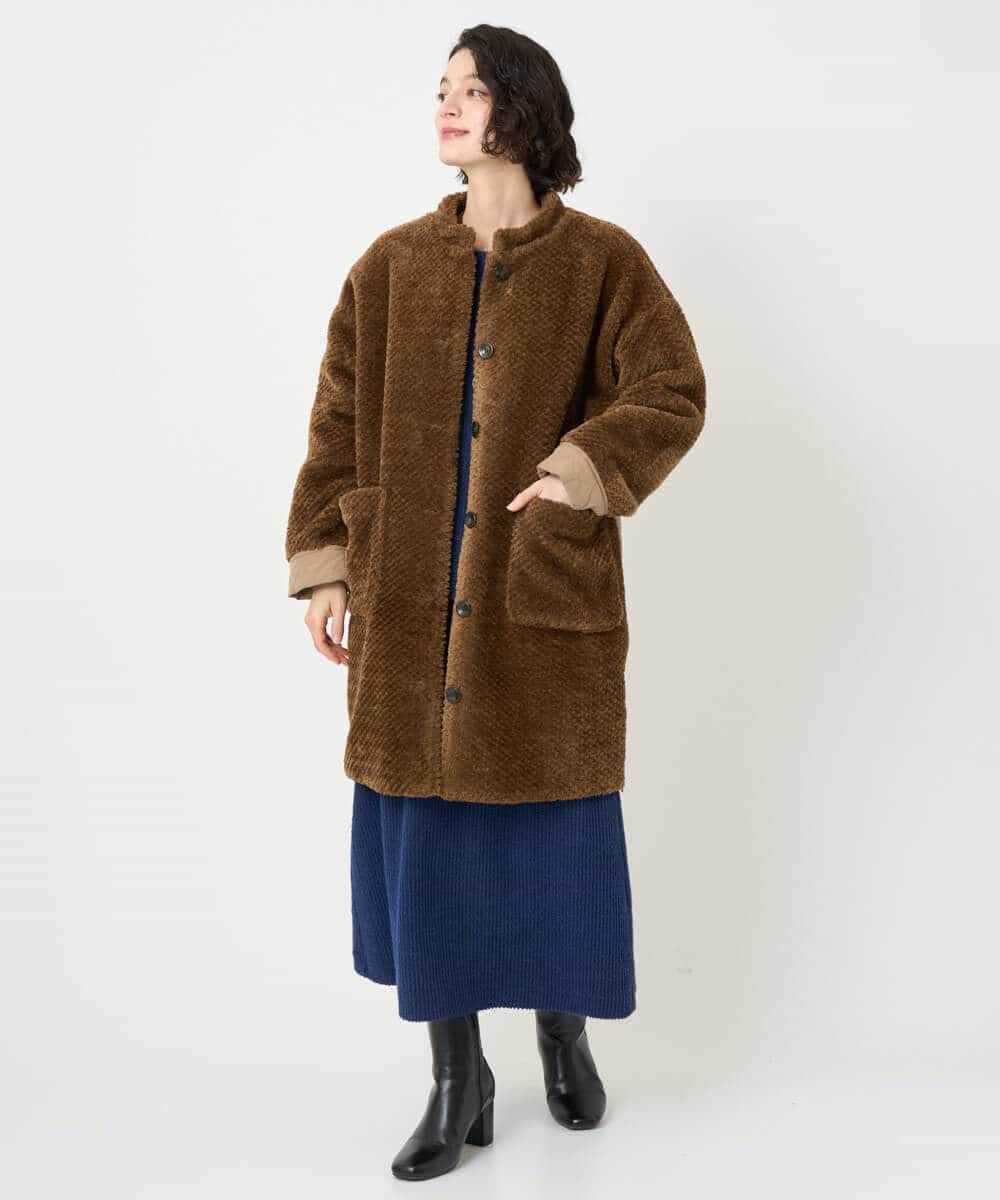 NHUAE21490 GIANNI LO GIUDICE(小さいサイズ)(メゾン ドゥ サンク) ボアタフタキルトコート ネイビー