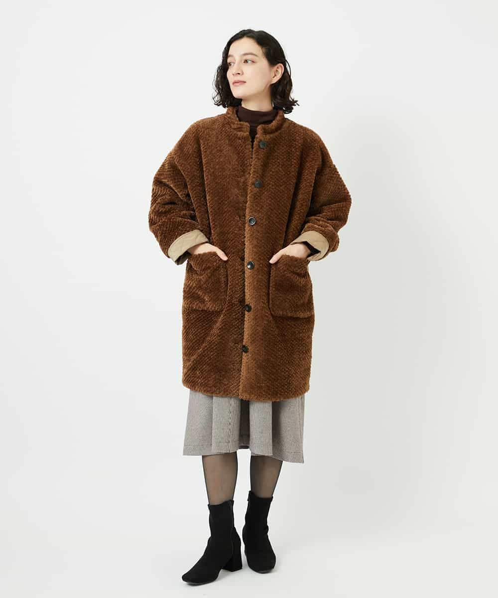 NHUAE21490 GIANNI LO GIUDICE(小さいサイズ)(メゾン ドゥ サンク) ボアタフタキルトコート ネイビー