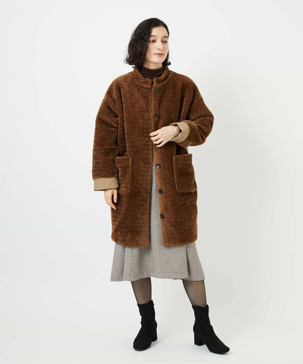 NHUAE21490 GIANNI LO GIUDICE(小さいサイズ)(メゾン ドゥ サンク) ボアタフタキルトコート ネイビー