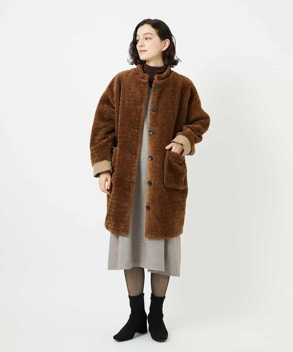 NHUAE21490 GIANNI LO GIUDICE(小さいサイズ)(メゾン ドゥ サンク) ボアタフタキルトコート ネイビー