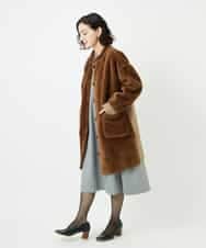 NHUAE21490 GIANNI LO GIUDICE(小さいサイズ)(メゾン ドゥ サンク) ボアタフタキルトコート ネイビー