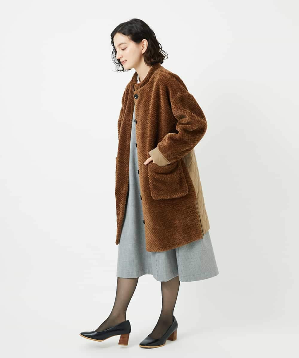 NHUAE21490 GIANNI LO GIUDICE(小さいサイズ)(メゾン ドゥ サンク) ボアタフタキルトコート ネイビー