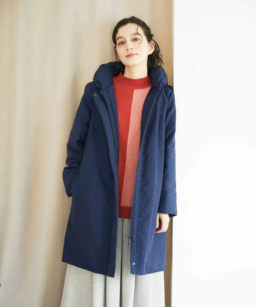 NHUAE30720 GIANNI LO GIUDICE(小さいサイズ)(メゾン ドゥ サンク) シャドードットジャガードダウンコート ネイビー