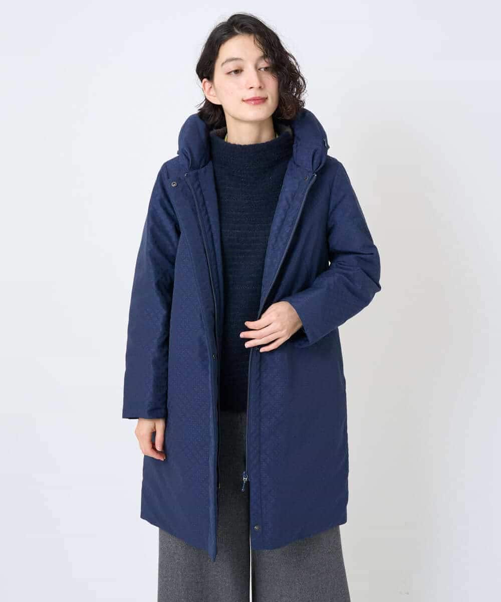 NHUAE30720 GIANNI LO GIUDICE(小さいサイズ)(メゾン ドゥ サンク) シャドードットジャガードダウンコート ネイビー