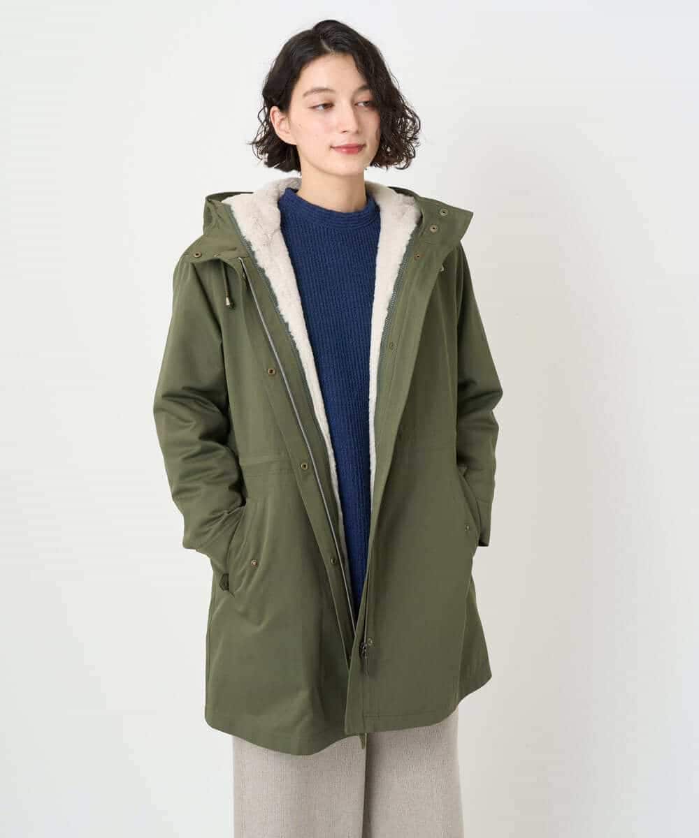 NHUAF91630 GIANNI LO GIUDICE(小さいサイズ)(メゾン ドゥ サンク) ボアライナー付き4wayコート カーキ