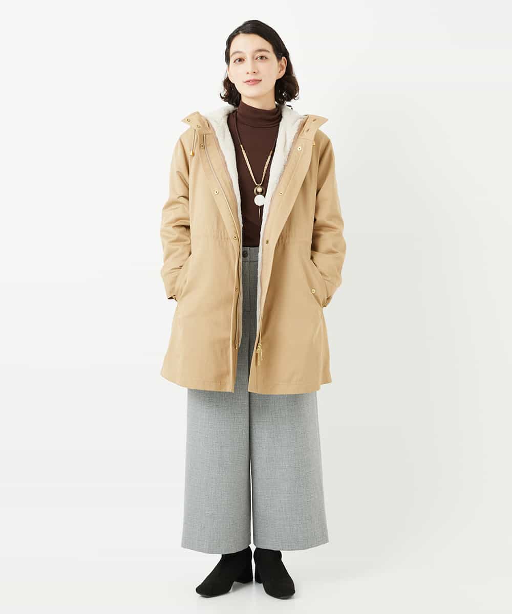 NHUAF91630 GIANNI LO GIUDICE(小さいサイズ)(メゾン ドゥ サンク) ボアライナー付き4wayコート ベージュ