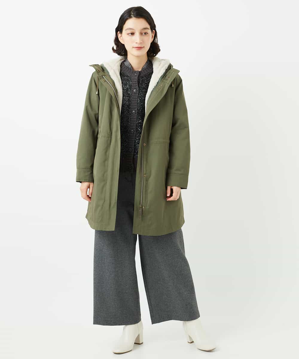 NHUAF91630 GIANNI LO GIUDICE(小さいサイズ)(メゾン ドゥ サンク) ボアライナー付き4wayコート ベージュ