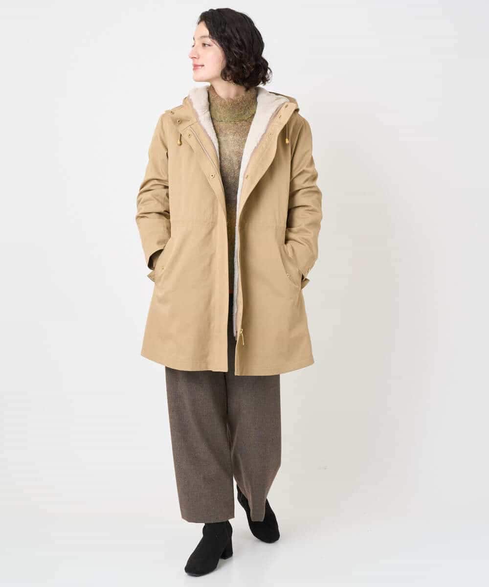 NHUAF91630 GIANNI LO GIUDICE(小さいサイズ)(メゾン ドゥ サンク) ボアライナー付き4wayコート ベージュ